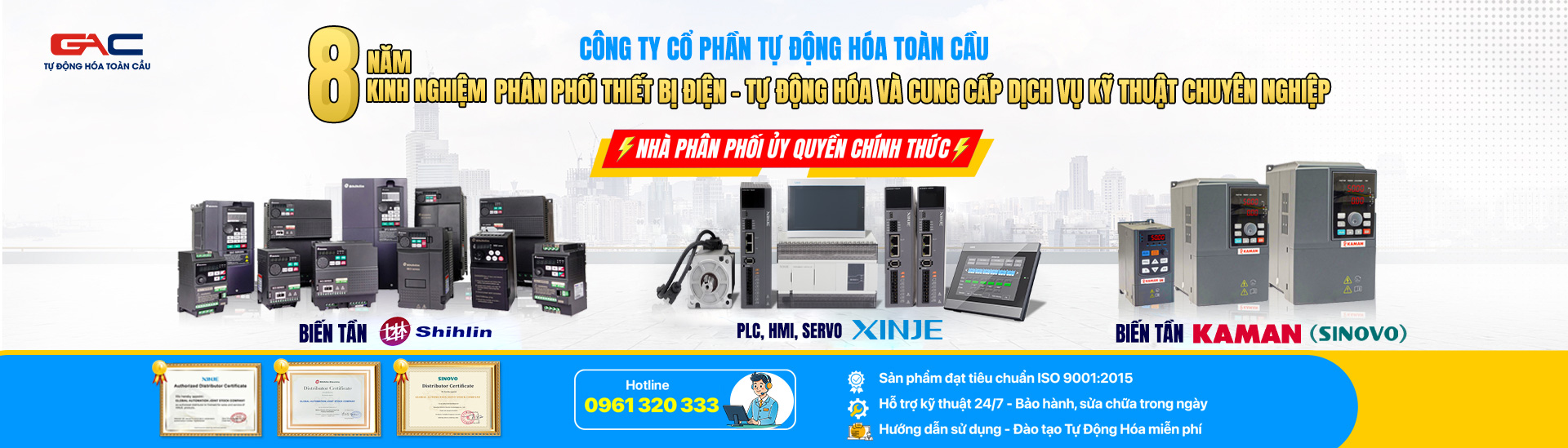 Tự Động Hóa Toàn Cầu là nhà phân phối chính thức sản phẩm hãng Shihlin, Xinje, Kaman (Sinovo) tại Việt Nam